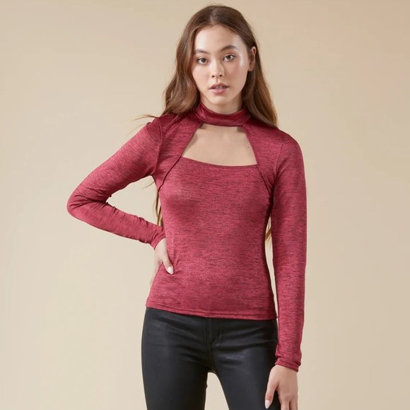 BCBGMaxAzria Tops - NWOT! BCBG Red Mock Cutout Top - Size XS